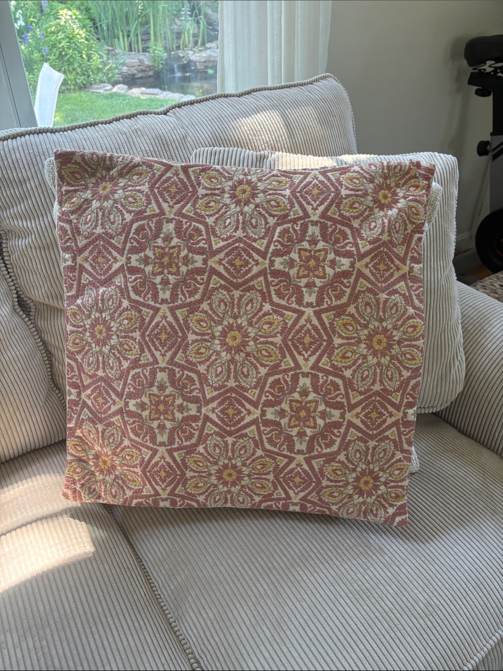 Pottery Barn Pink and Cream Geometric Mosaic Accent Pillow Cover